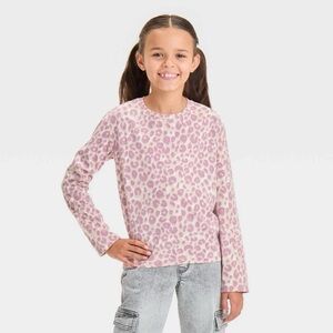 5 for $30 - Girl’s Long Sleeve Tee - Pink Leopard